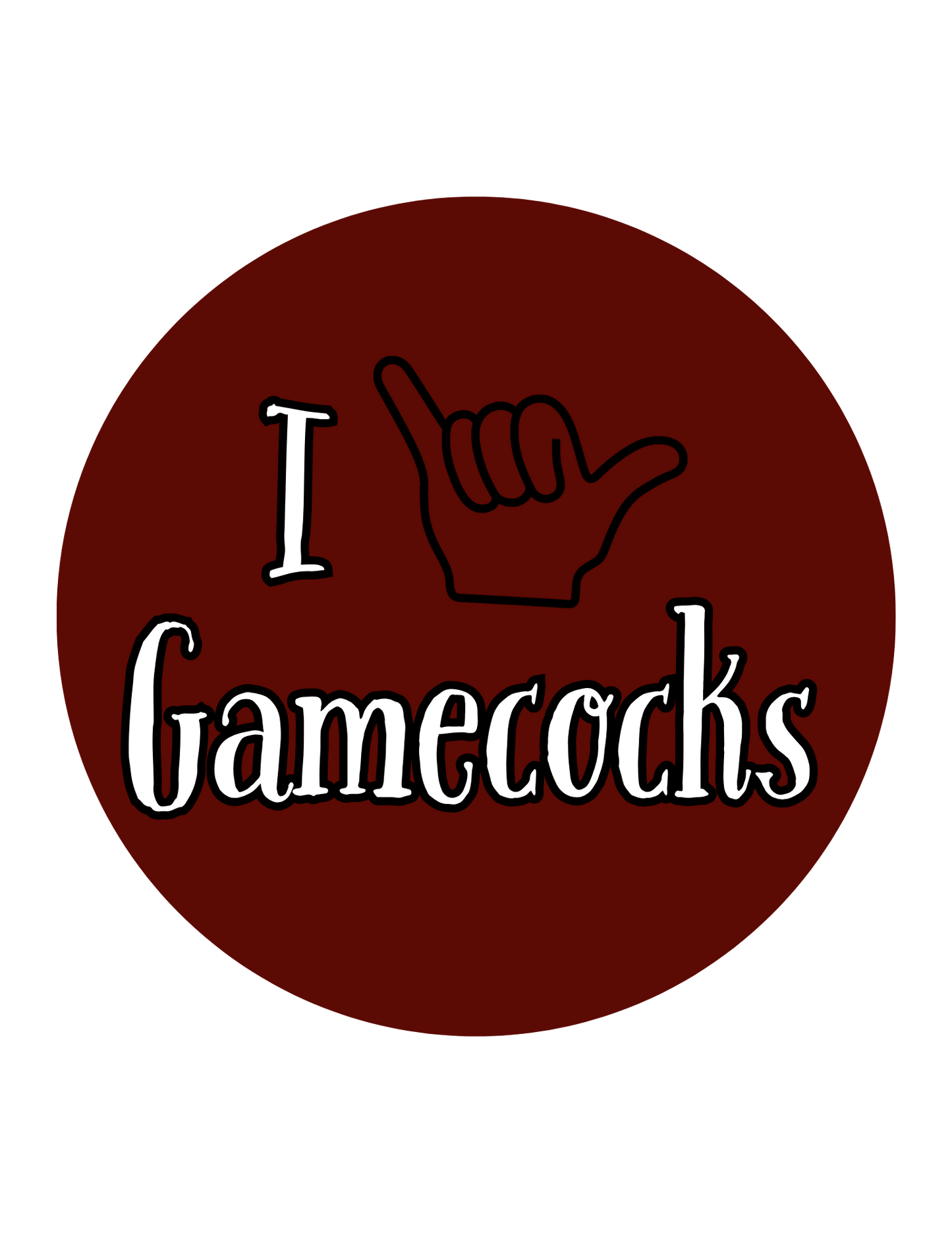 I Love Gamecocks Game Day Carolina Football 3.5 Button Pin