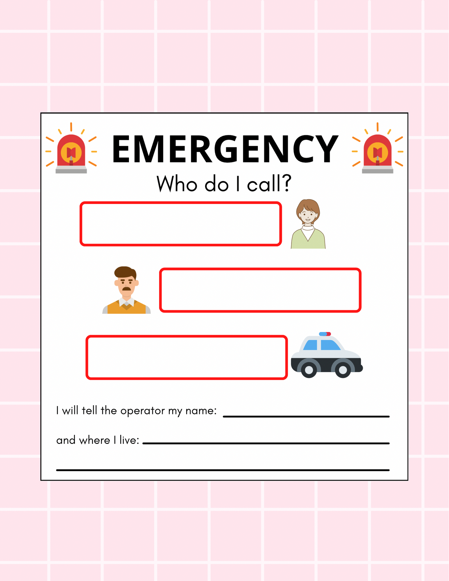 Emergency Contact Info for Fridge