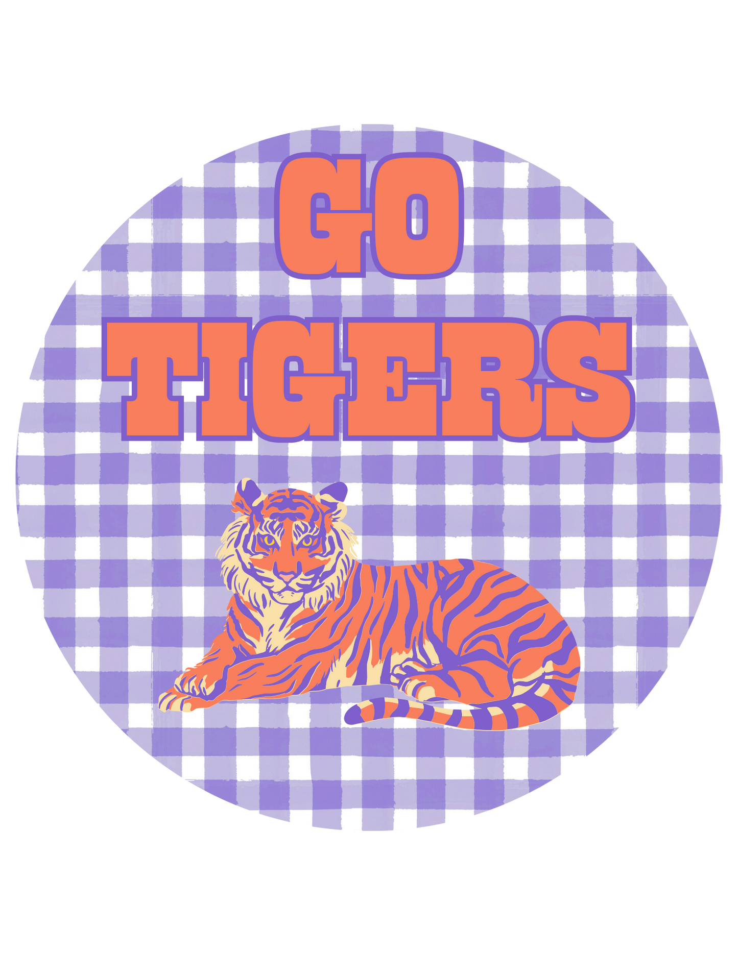 Go Tigers Gingham Clemson Football 3.5 Button Pin
