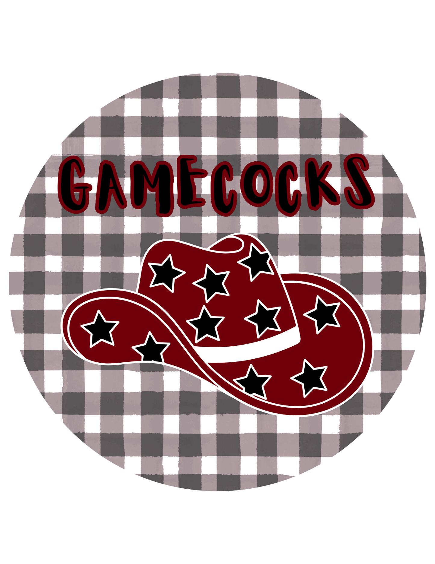 Gamecocks (Gingham) Game Day Carolina Football 3.5 Button Pin