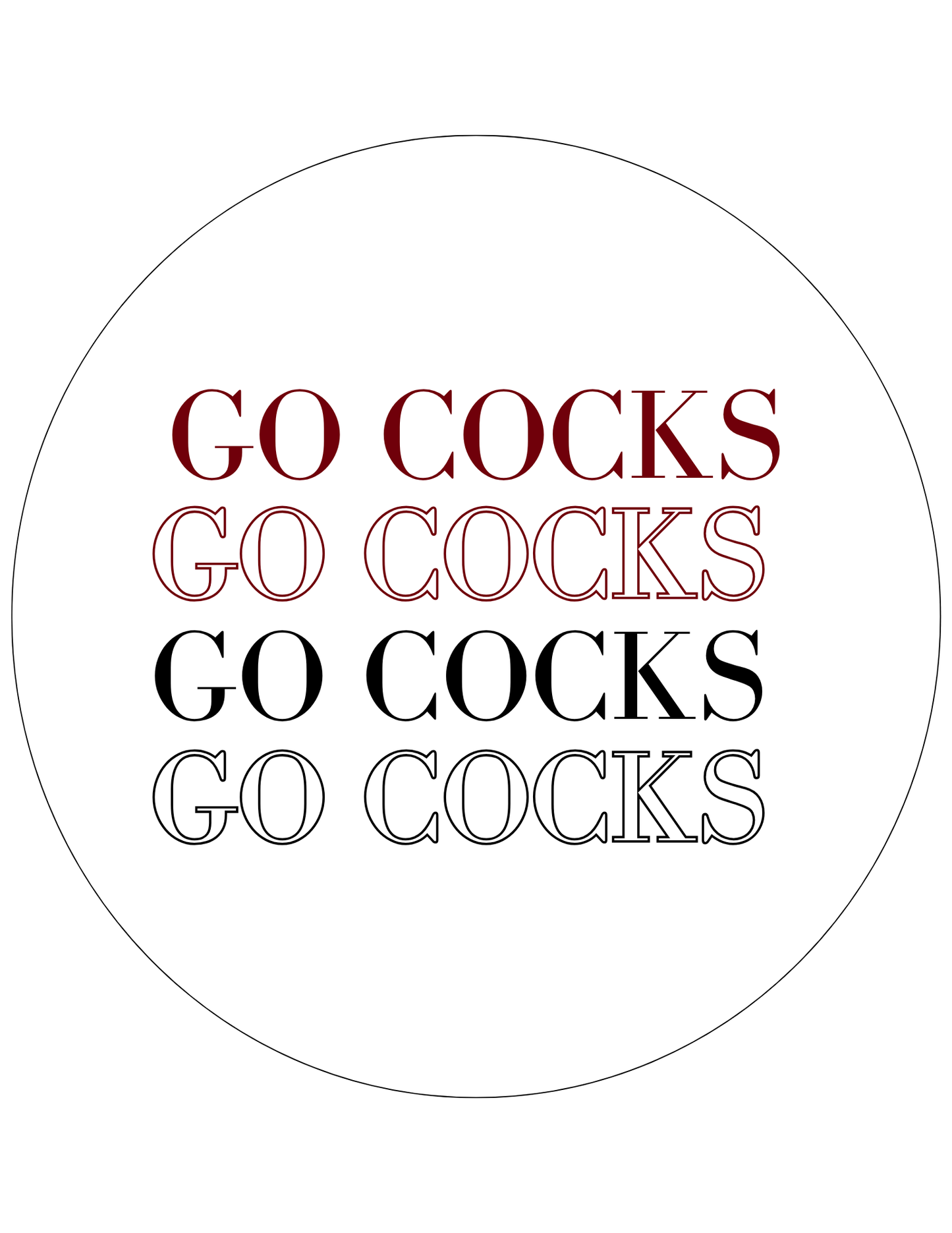 Go Cocks Game Day Carolina Football 3.5 Button Pin