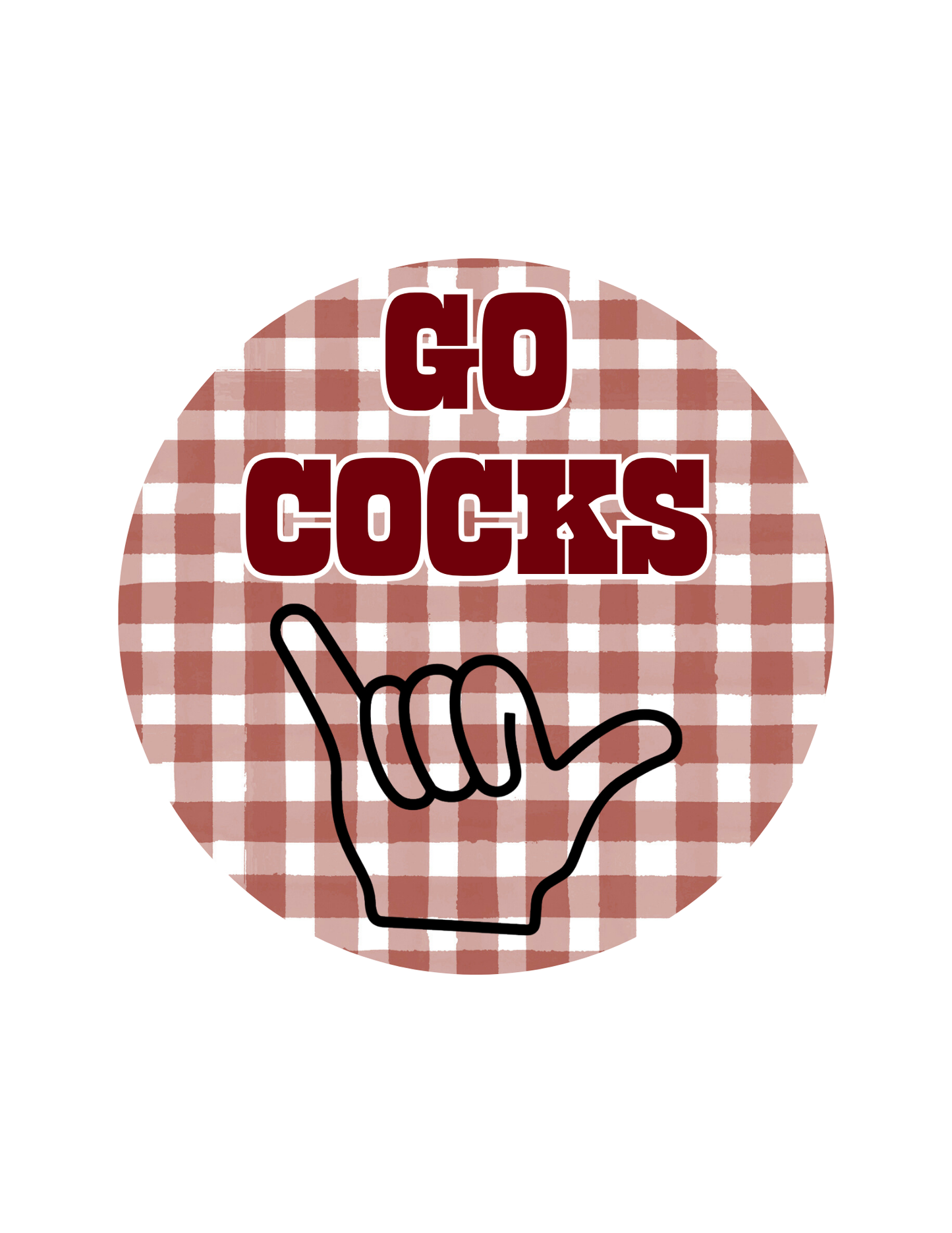 Go Cocks (Gingham) Game Day Carolina Football 3.5 Button Pin
